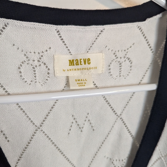 Anthropologie Maeve Violette Icon Sweater Vest NWT - White and Black sz S - Picture 3 of 5